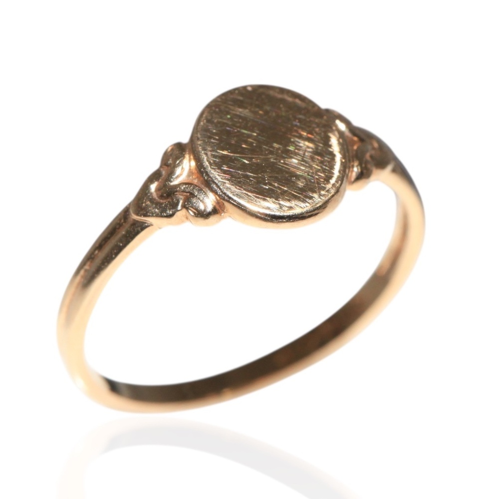 Antique Edwardian 14K Gold Oval Signet Ring Size 5 Engravable
